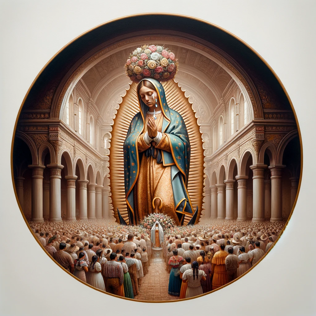 La statua della Vergine Maria che piange in Messico